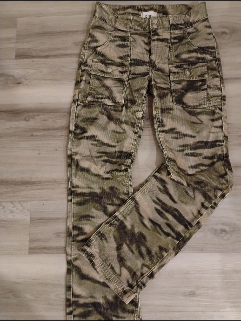 BDG Camo Cords Straight in Olive and Dark Green